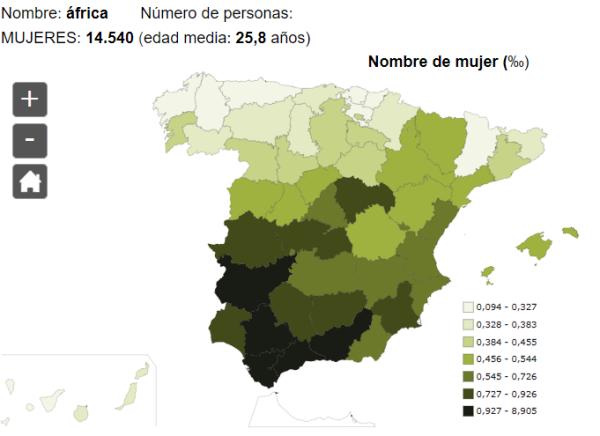 Significado del nombre África - Popularidad del nombre África