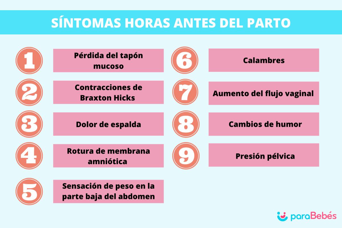 Síntomas horas antes del parto