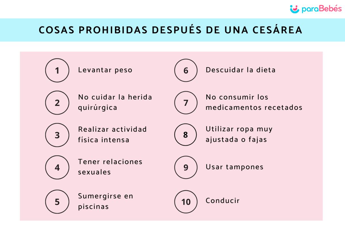 Cosas prohibidas después de una cesárea