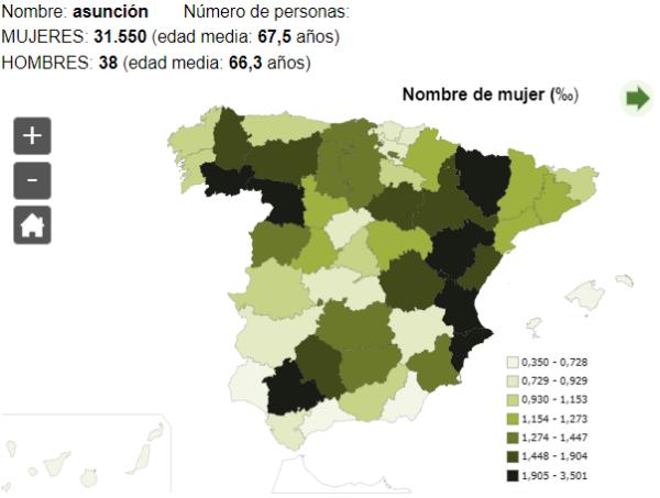 Significado del nombre Asunción - Popularidad del nombre Asunción