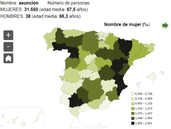 Significado del nombre Asunción - Popularidad del nombre Asunción  