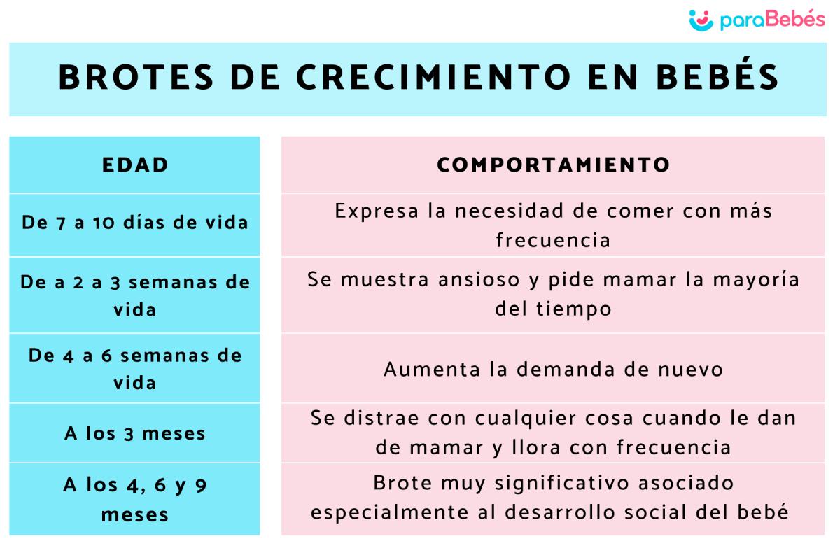 Brotes de crecimiento en bebés: qué son y cuándo se dan