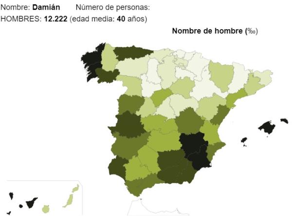 Significado del nombre Damián - Popularidad del nombre Damián