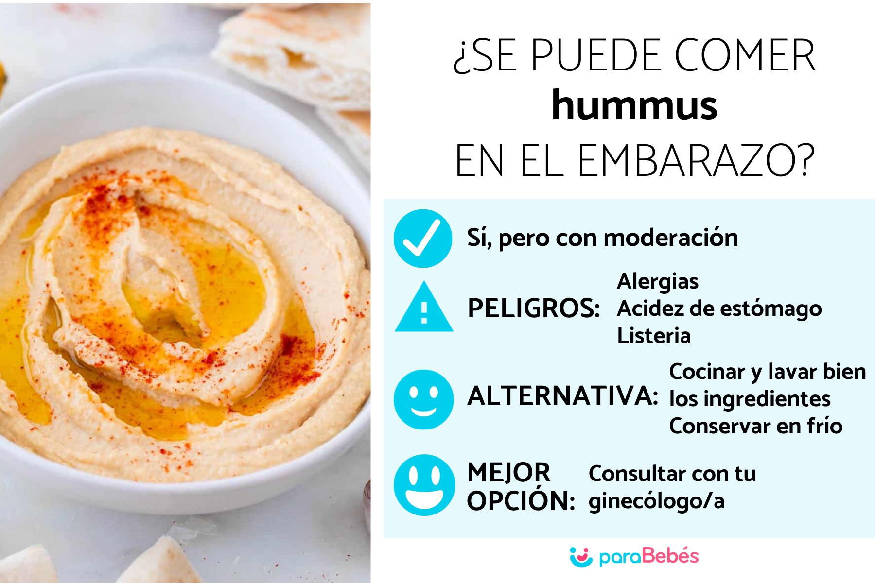 ¿Se puede comer hummus en el embarazo? Beneficios y riesgos