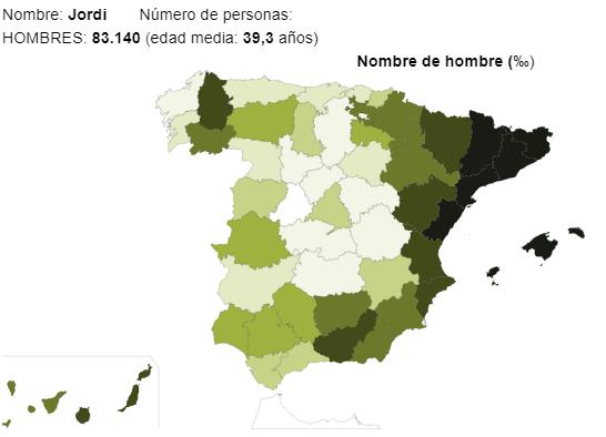 Significado del nombre Jordi - Popularidad del nombre Jordi