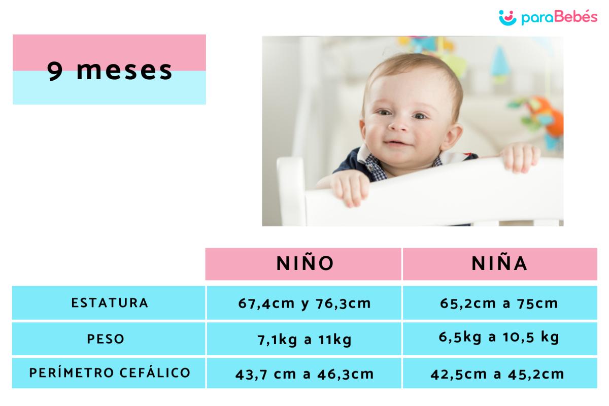 Cuánto debe pesar un bebé de 9 meses