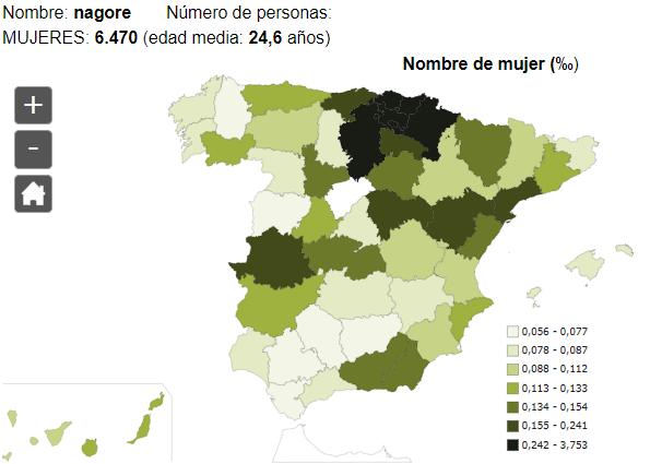 Significado del nombre Nagore - Popularidad del nombre Nagore