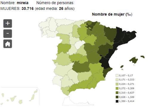 Significado del nombre Mireia - Popularidad del nombre Mireia